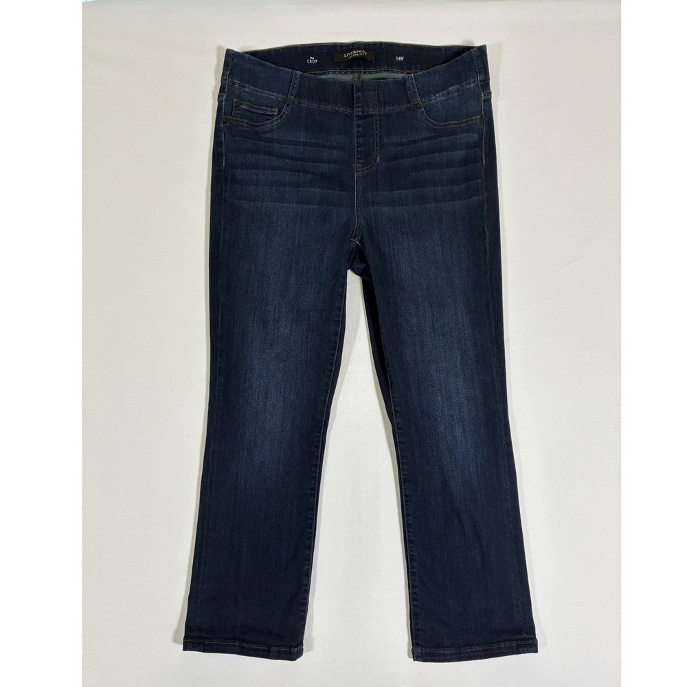 Liverpool Gia Glider Crop Jeans Womens 14W Dynasty Dark Pull On LY7068V50